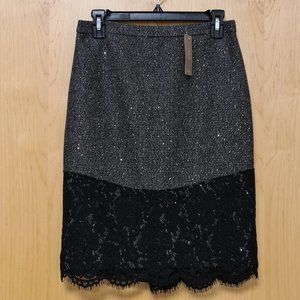J. Crew NWT Tweed Lace Trim Skirt 6P